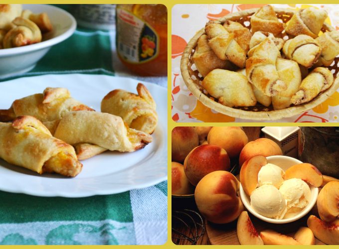 Рогалики из дрожжевого теста с фруктами