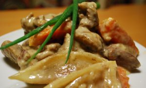 Тушеная телятина с шампиньонами и белым соусом (Бланкет из телятины)