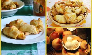 Рогалики из дрожжевого теста с фруктами
