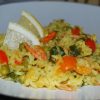 Паэлья с креветками и курицей