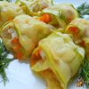 Овощные рулеты из кабачков с курицей